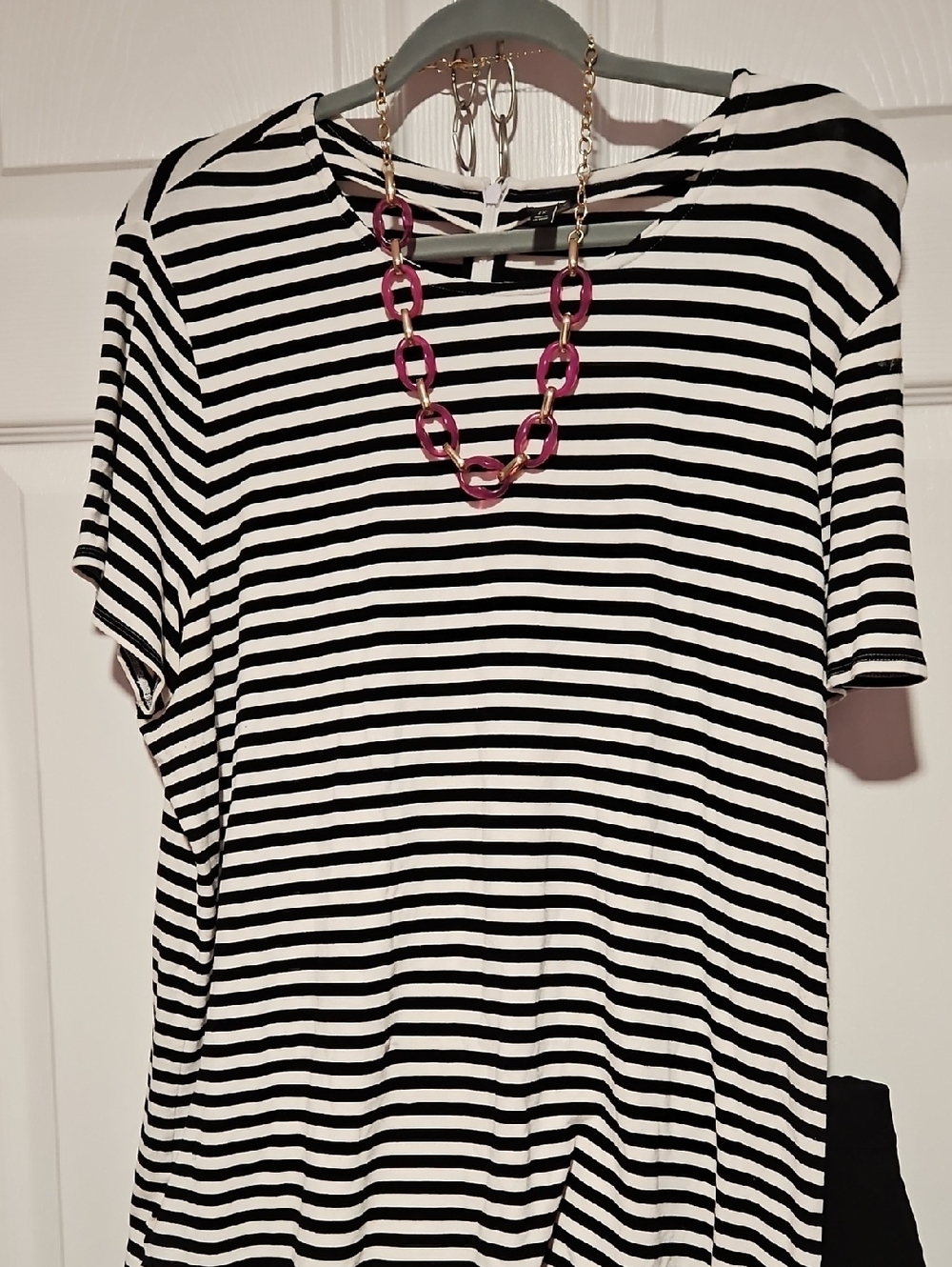 Talbots Black and White Striped Short-Sleeve Tee